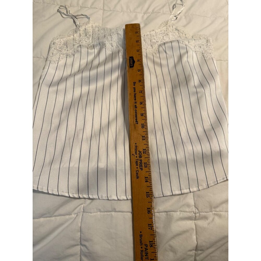 Abercrombie & Fitch Womens Striped Lace Trim Tank Top S White Navy Coquette Y2K - Picture 6 of 14